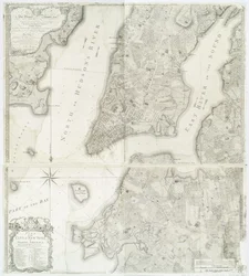 1766年と1767年に調査された北米のニューヨーク市の計画、1776年のFaden&39;s Atlasでの発表